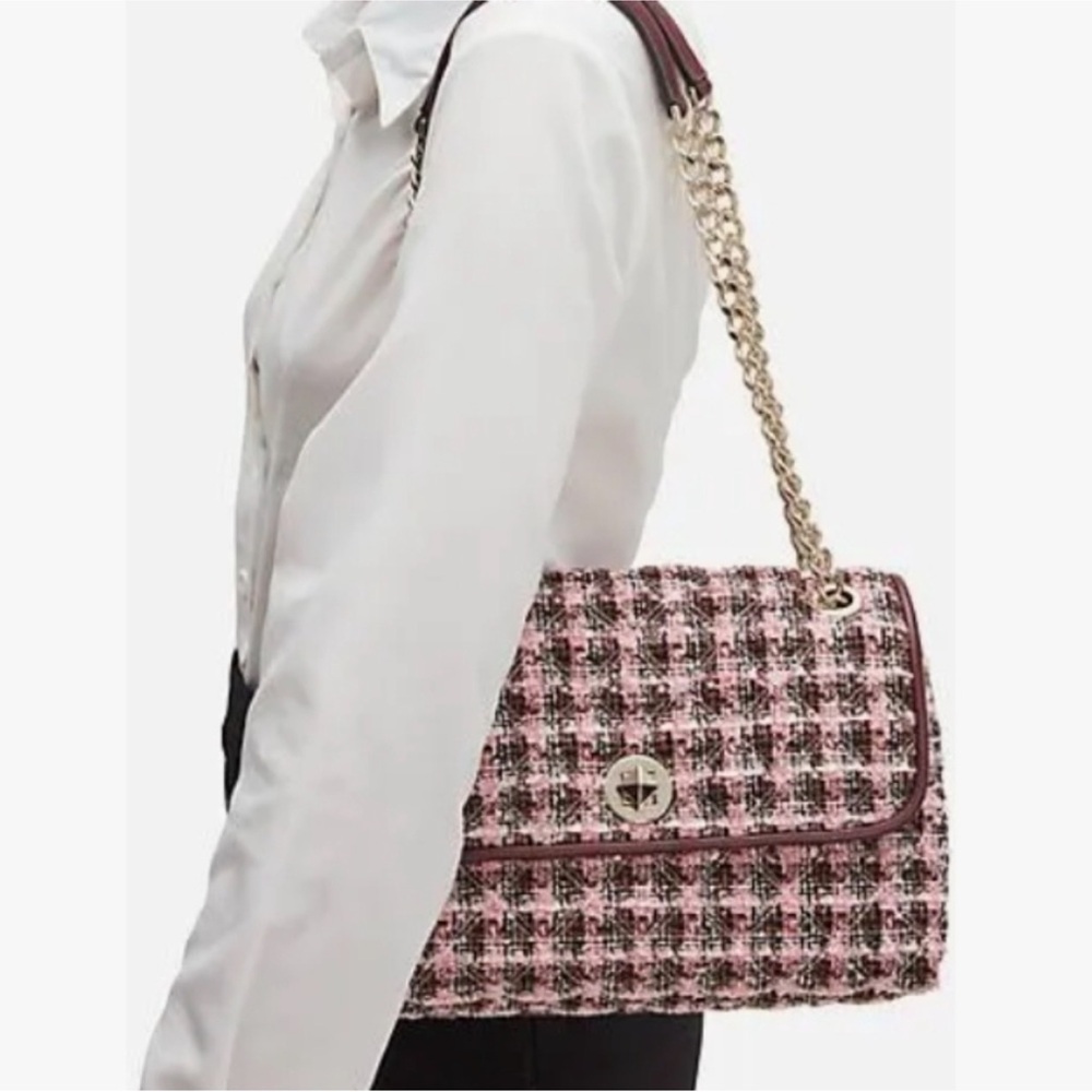 Kate Spade Tweed Natalia Pink and Burgundy Handbag